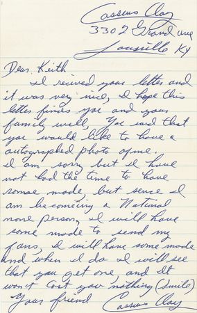 Lot #1158 Muhammad Ali: Incredibly rare 1961 letter marks the rise to professional prominence of young Cassius Clay - Image 1