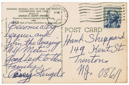 Lot #1339 Casey Stengel Hall Of Fame Card - Image 2