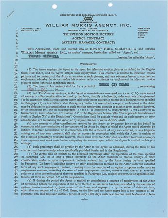 Lot #1082 Thomas Mitchell Signed Document - Image 1