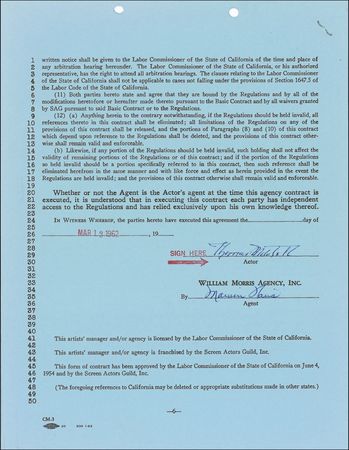 Lot #1082 Thomas Mitchell Signed Document - Image 2