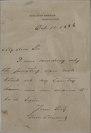 Lot #32 Grover Cleveland Letter and Executive Mansion Card - Image 2