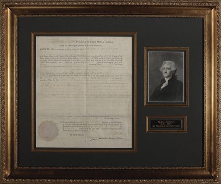 Lot #98 Thomas Jefferson and James Madison: A Virginia commander during the Revolutionary War receives his reward from a grateful nation - Image 1