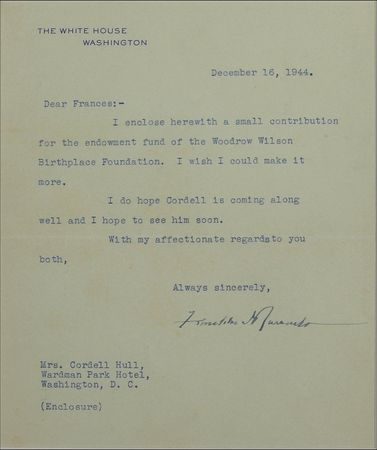 Lot #164 Franklin D. Roosevelt: Honoring Woodrow Wilson with a small financial contribution: “I wish I could make it more” - Image 2