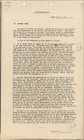 Lot #814 Tim Buckley: Four years before a heroin overdose took his life, Tim Buckley signs on with Frank Zappa’s manager - Image 1