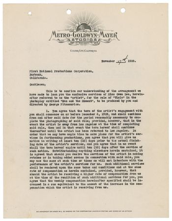 Lot #1079 Louis B. Mayer Signed Document - Image 1
