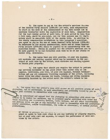 Lot #1079 Louis B. Mayer Signed Document - Image 2