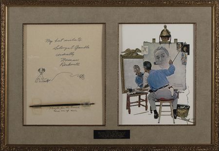 Lot #661 Norman Rockwell: Rockwell sends one of his paintbrushes...along with an original drawing - Image 1