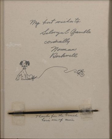 Lot #661 Norman Rockwell: Rockwell sends one of his paintbrushes...along with an original drawing - Image 2