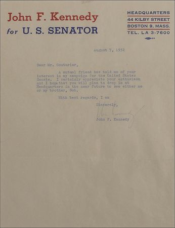 Lot #115 John F. Kennedy: “Plan to drop in at Headquarters in the near future to see me or my brother, Bob” - Image 2