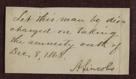 Lot #120 Abraham Lincoln: Lincoln provides amnesty to a Confederate soldier - Image 2