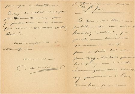 Lot #756 Camille Saint-Saens Handwritten Letter Signed - Image 1