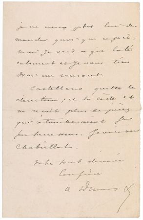 Lot #596 Alexander Dumas, fils Handwritten Letter Signed - Image 2
