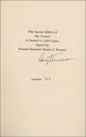 Lot #189 Harry S. Truman: Limited edition copy of Mr. Citizen - Image 1