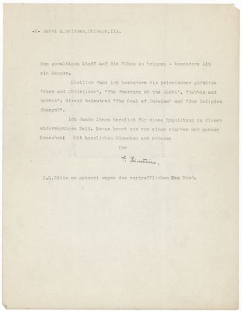 Lot #280 Albert Einstein: Writing the top Zionist leader in the US, Einstein ponders the existence of a Jewish state: “I entertain lesser hopes for salvation through a union of the majority of Jews in a single country” - Image 2