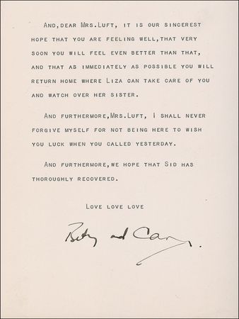 Lot #1025 Cary Grant: Grant sends congratulations to Judy, Judy, Judy...Garland on the birth of daughter Lorna - Image 2