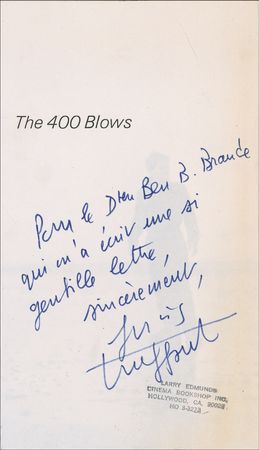 Lot #1127 Francois Truffaut Signed Note - Image 1