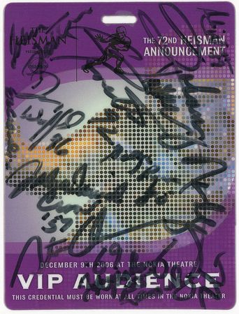 Lot #1262 Heisman Trophy Winners Pass - Image 1