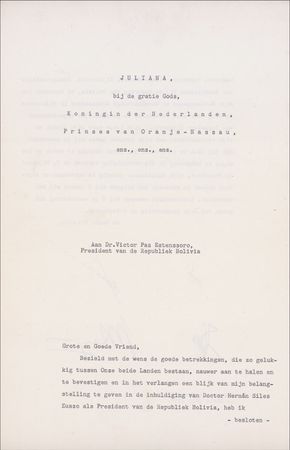 Lot #355 Queen Juliana Signed Document - Image 1