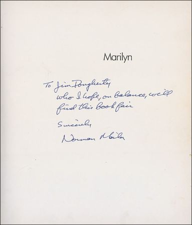 Lot #1088 Marilyn Monroe: Mailer and Dougherty: A Marilyn biography given to the starlet’s first husband by Norman Mailer...and then later re-gifted! - Image 1