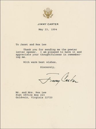 Lot #25 Jimmy Carter Typed Letter Signed
