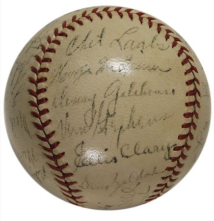 Lot #1338 St. Louis Browns: St. Louis Browns signed ball from their only pennant-winning season - Image 1