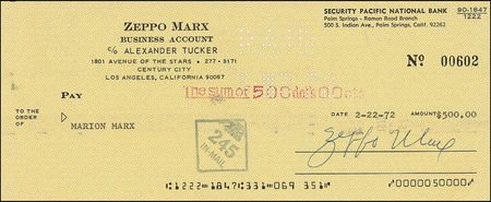 Lot #1078 Zeppo Marx Checks - Image 2