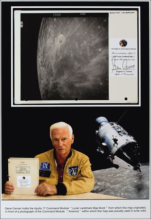 Lot #520 Gene Cernan: Apollo 17 flown lunar landmark map from Cernan’s personal collection - Image 1