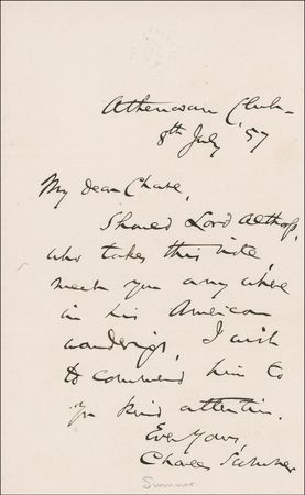 Lot #379 Charles Sumner Handwritten Letter Signed - Image 1