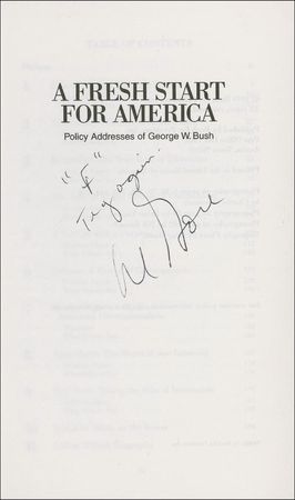 Lot #9 George W. Bush and Al Gore: Gore gives Bush?s signed ?A Fresh Start for America? an ?F? - Image 2