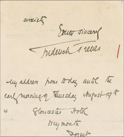 Lot #392 Frederick Treves Handwritten Letter Signed - Image 2