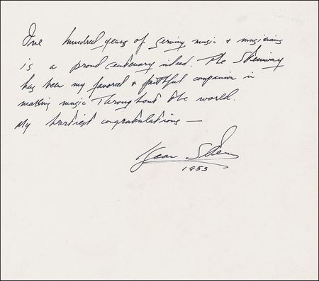Lot #762 Isaac Stern: “The Steinway has been my favored & faithful companion in making music throughout the world” - Image 1