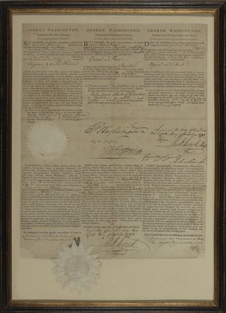 Lot #203 George Washington and Thomas Jefferson: Bold and impressive Washington and Jefferson signatures grace a seafaring vessel?s papers in a New York port - Image 1