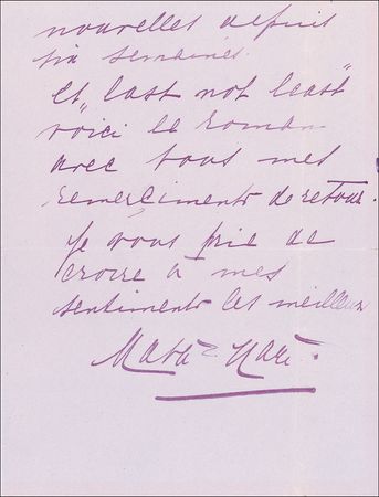Lot #337 Mata Hari: A year before the famous spy is nabbed, thoughts of an outfit needed to dance a minuet and of a Frenchman ?whom I fear wounded or dead and who loved me a lot? - Image 3