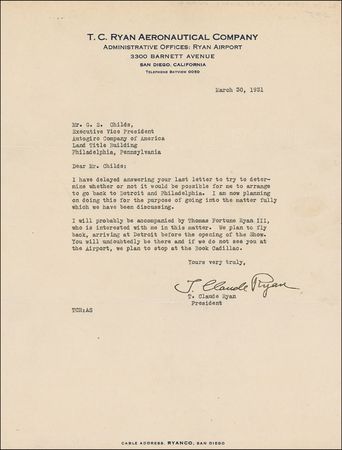 Lot #516 T. Claude Ryan Photograph and Letter - Image 1