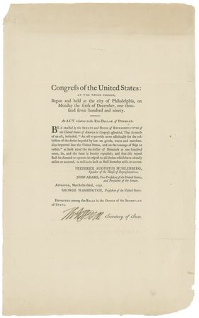 Lot #96 Thomas Jefferson: Jefferson addresses the collection of duties in 1791 during Washington’s first term in office - Image 1
