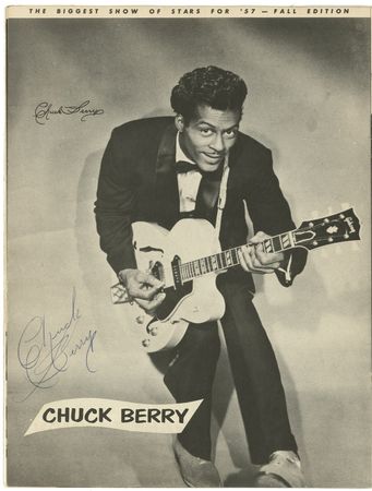 Lot #784 Buddy Holly and the Crickets: Vintage rock n? roll program signed by Buddy Holly, Chuck Berry, and the Drifters - Image 2
