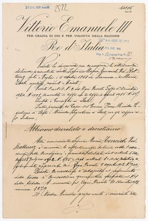 Lot #335 Benito Mussolini and Vittorio Emanuel III Signed Document - Image 1