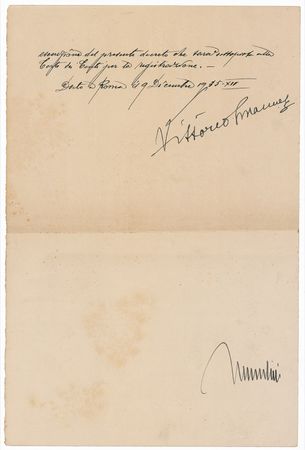 Lot #335 Benito Mussolini and Vittorio Emanuel III Signed Document - Image 2