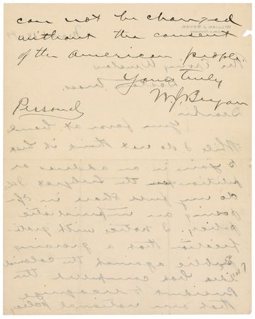 Lot #222 William Jennings Bryan: Railing McKinley over “an imperialistic policy” - Image 2