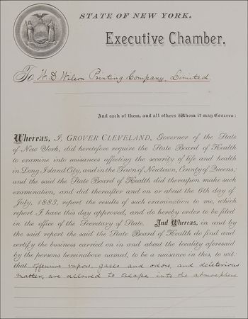 Lot #27 Grover Cleveland: Future president comes down hard on an environmentally dangerous company producing ?offensive vapors, gases, and odors, and deleterious matter? - Image 2