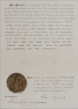 Lot #27 Grover Cleveland: Future president comes down hard on an environmentally dangerous company producing ?offensive vapors, gases, and odors, and deleterious matter? - Image 3