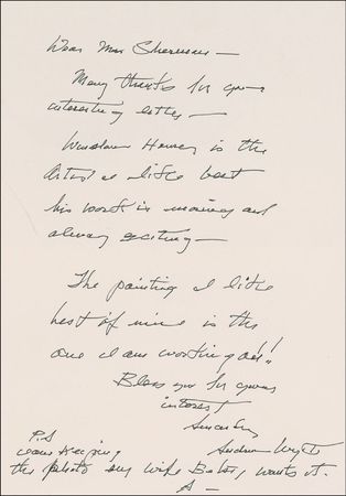Lot #648 Andrew Wyeth Handwritten Letter Signed - Image 1
