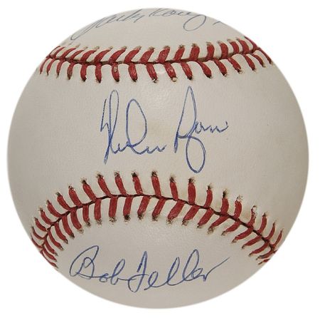 Lot #1182 Sandy Koufax, Nolan Ryan and Bob Feller Baseball - Image 2