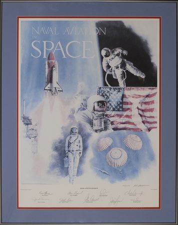 Lot #471 Astronauts: Nine pioneering astronauts, including Armstrong, sign a handsome limited-edition print - Image 1
