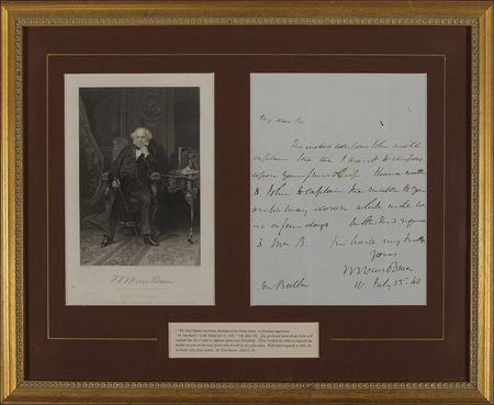 Lot #190 Martin Van Buren: Towards the end of a rocky term, Van Buren calls in a favor of a “tax I want to impose on your friendship” - Image 1
