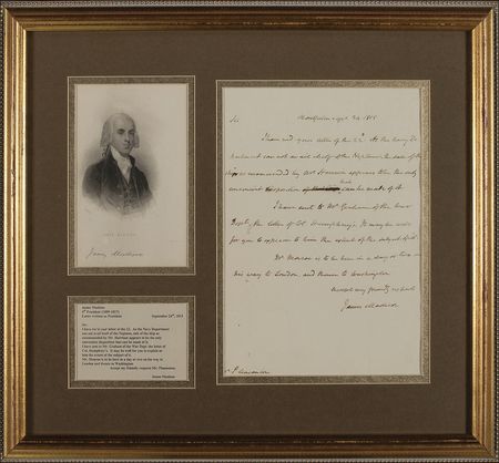 Lot #124 James Madison: Madison tends to the decommissioning of naval vessels at the end of the War of 1812 as Monroe heads for London - Image 2