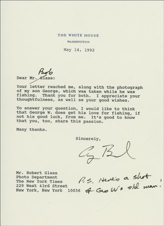 Lot #15 George Bush: ?P.S. Here?s a shot of Geo. W?s old man!? Bush sends an informal letter and photo to a fellow fishing enthusiast - Image 2