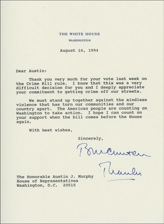 Lot #33 Bill Clinton: President Clinton thanks a