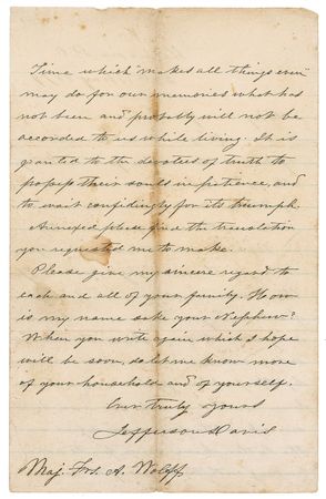 Lot #246 Jefferson Davis: ?We have been united in a holier war, but success in the former and defeat in the latter have borne fruits not in keeping with the merits of the cause? - Image 2