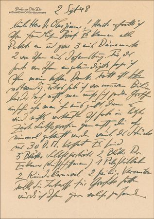 Lot #559 Otto Dix Handwritten Letter Signed - Image 1